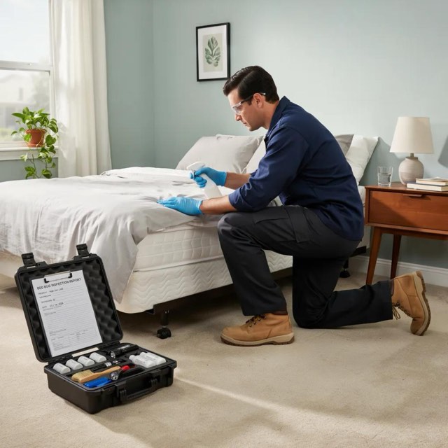 Bed Bug Extermination technician on the job in Green Bay, WI